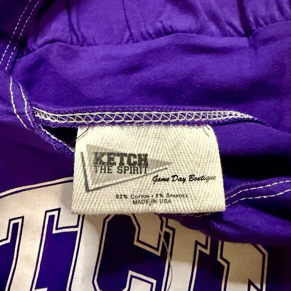 NOS Ketch the Spirit TCU Game Day Dress Womens Purple White Halter Tiered Sz S - Picture 8 of 11